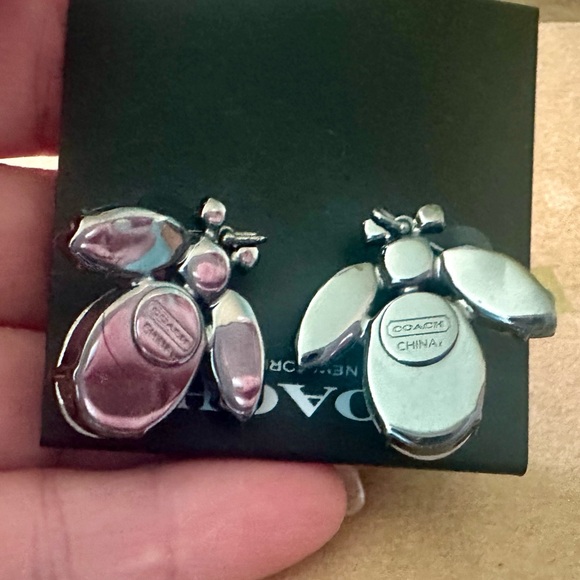 RARE Coach X Michelle Trachtenberg Green & Blue Gemstone Bumblebee Earrings - Picture 8 of 9